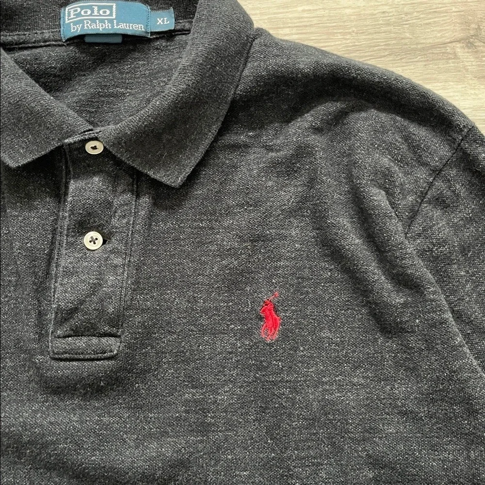 Polo Ralph Lauren Polo Shirt Mens XL Dark Gray Black Long Sleeve Top Pony Preppy